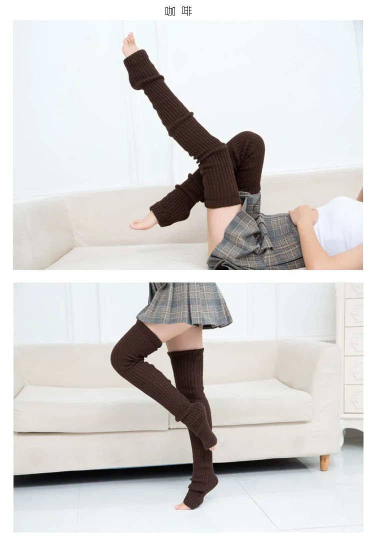 75cm Purple Autumn And Winter New Yoga Socks Antiskid Dance Pile Wool Knitted Female Leg Warmers Warm Guards