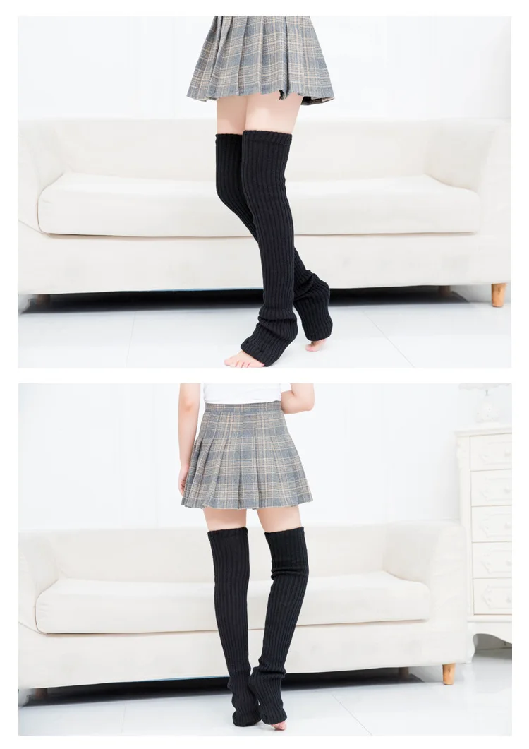 75cm Purple Autumn And Winter New Yoga Socks Antiskid Dance Pile Wool Knitted Female Leg Warmers Warm Guards
