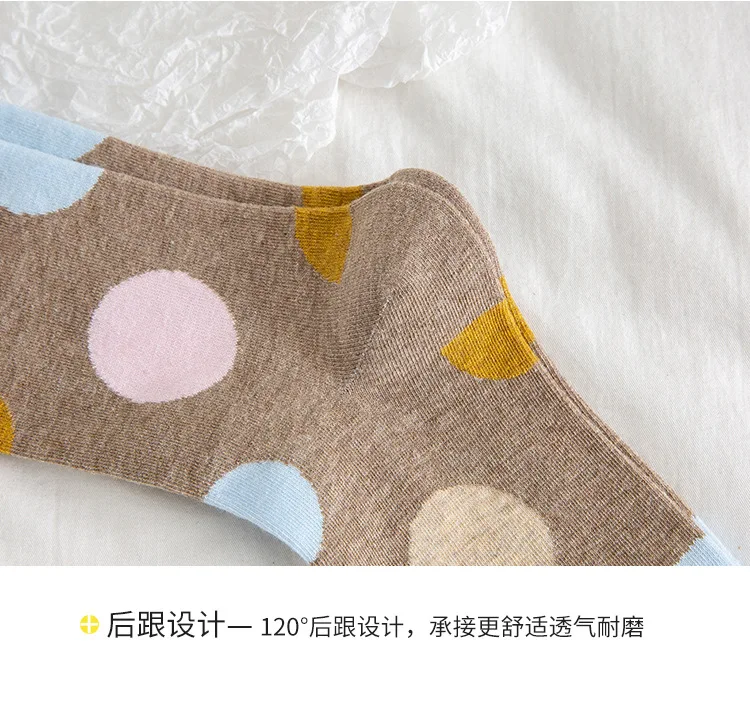 Socks Women Dot Black White Cute Kawaii Harajuku Socks Ladies Girls Cotton Streetwear Short Happy Sock Woman Sox Soks calcetines
