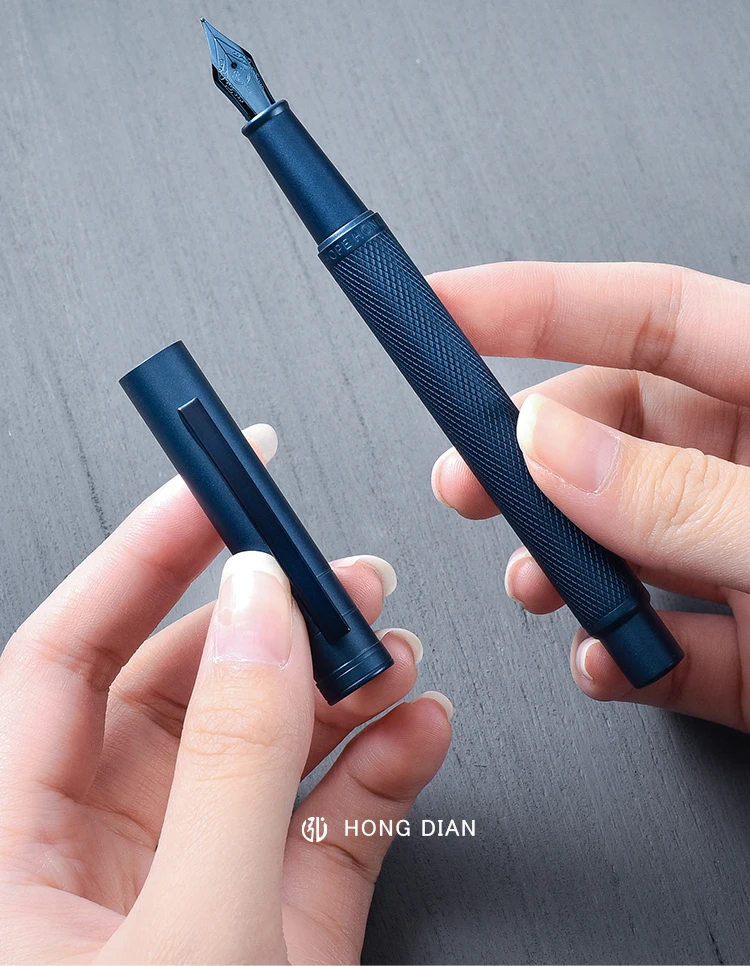 LT Hongdian 1851 Starry Hope Fountain Pen Blue Bent-nib Calligraphy Business-Grade