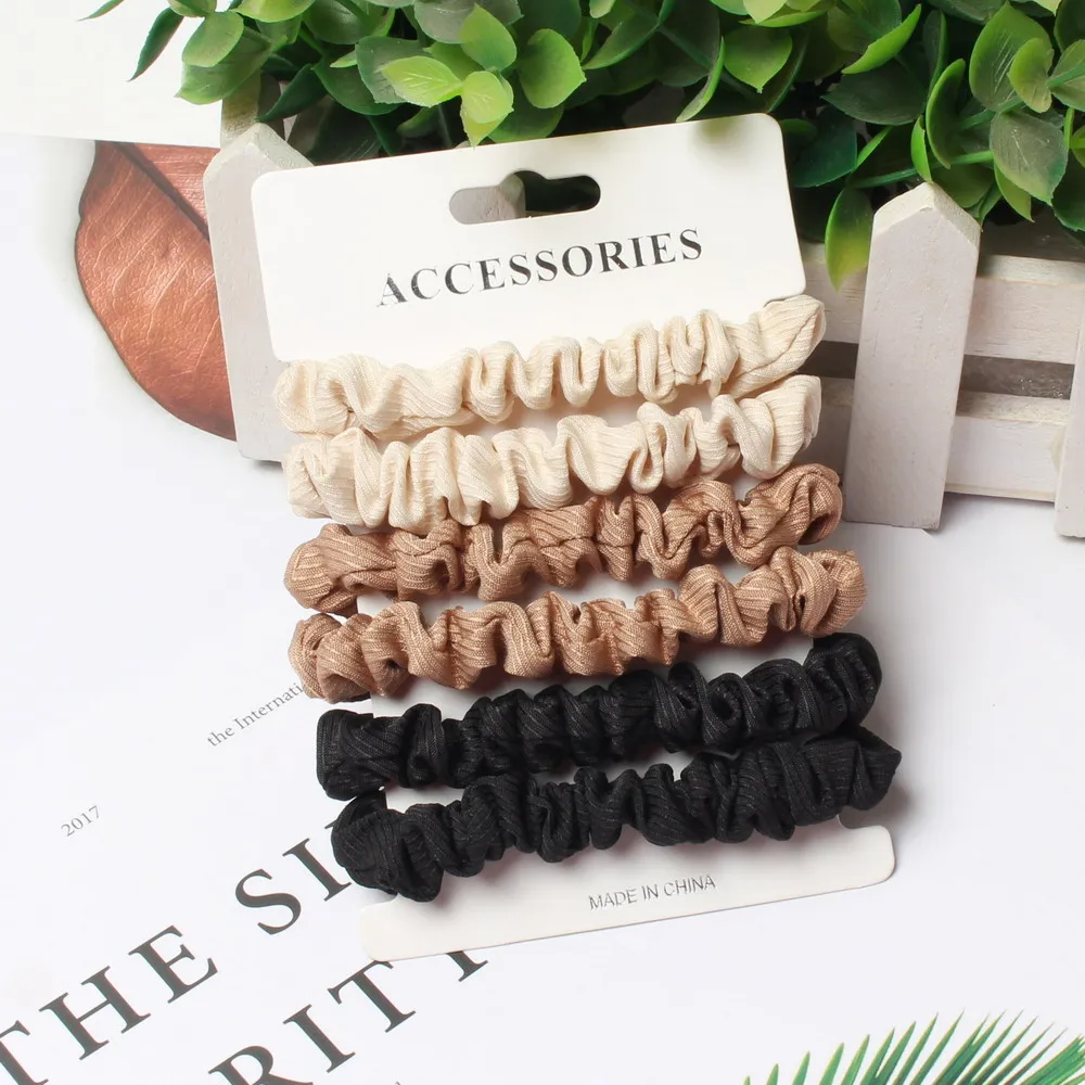 6Pack Women Elastic Hair Bands Cute Hair Ties Gum Print Girls Scrunchies Set Ponytail Holder Small Scrunchy Hair Accessories