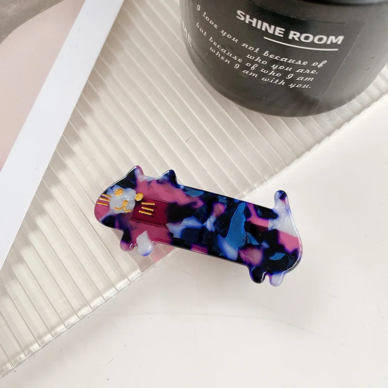 Romantic Cute Girls Hairpins New Lovely Cat Flowers Hair Clips Fashion Acetate Barrette For Women Fine Headband Hair Accessories