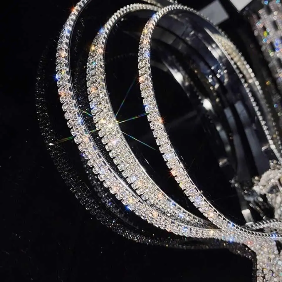 Luxury Shine Full Rhinestone Long Tassel Crystal Hairbands For Women Girls Hair Accessories Wedding Banquet Jewelry 2022 New