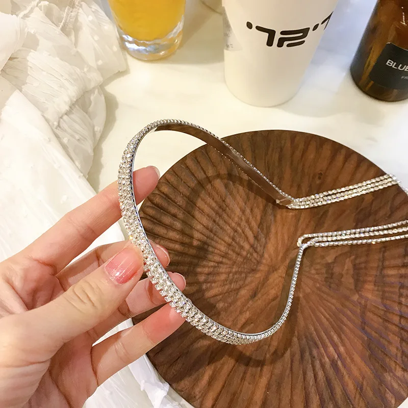 Luxury Shine Full Rhinestone Long Tassel Crystal Hairbands For Women Girls Hair Accessories Wedding Banquet Jewelry 2022 New