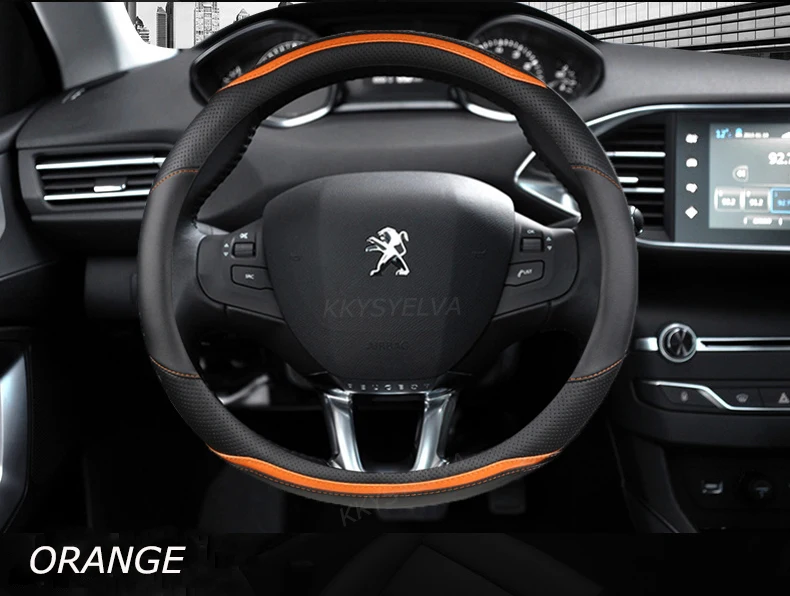 Car Steering Wheel Cover Carbon Fibre +Leather For Peugeot 208 2012~2018 Peugeot 308 2014~2021 2008 2013~2018 Auto Accessories