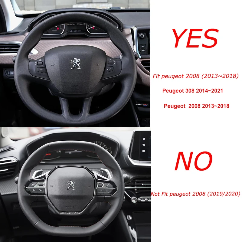 Car Steering Wheel Cover Carbon Fibre +Leather For Peugeot 208 2012~2018 Peugeot 308 2014~2021 2008 2013~2018 Auto Accessories