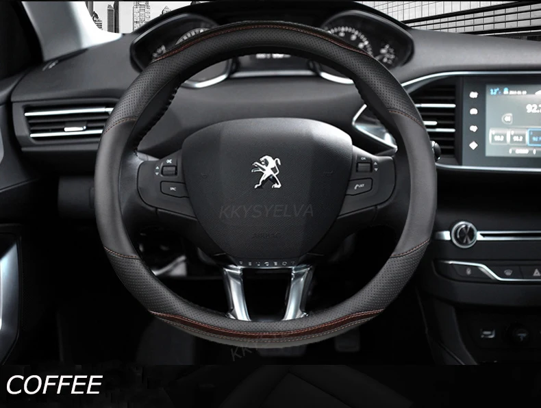 Car Steering Wheel Cover Carbon Fibre +Leather For Peugeot 208 2012~2018 Peugeot 308 2014~2021 2008 2013~2018 Auto Accessories