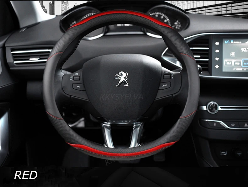 Car Steering Wheel Cover Carbon Fibre +Leather For Peugeot 208 2012~2018 Peugeot 308 2014~2021 2008 2013~2018 Auto Accessories