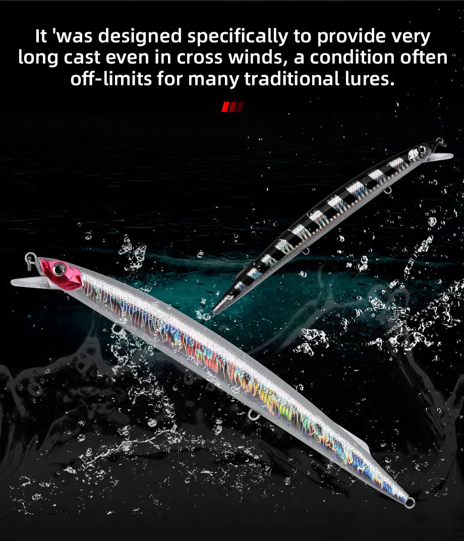 ALLBLUE SPRINT 195S Sinking Minnow Longcast Jerkbait Fishing Lure 195mm 35G Off Shore Saltwater Sea Bass Artificial Bait Tackle