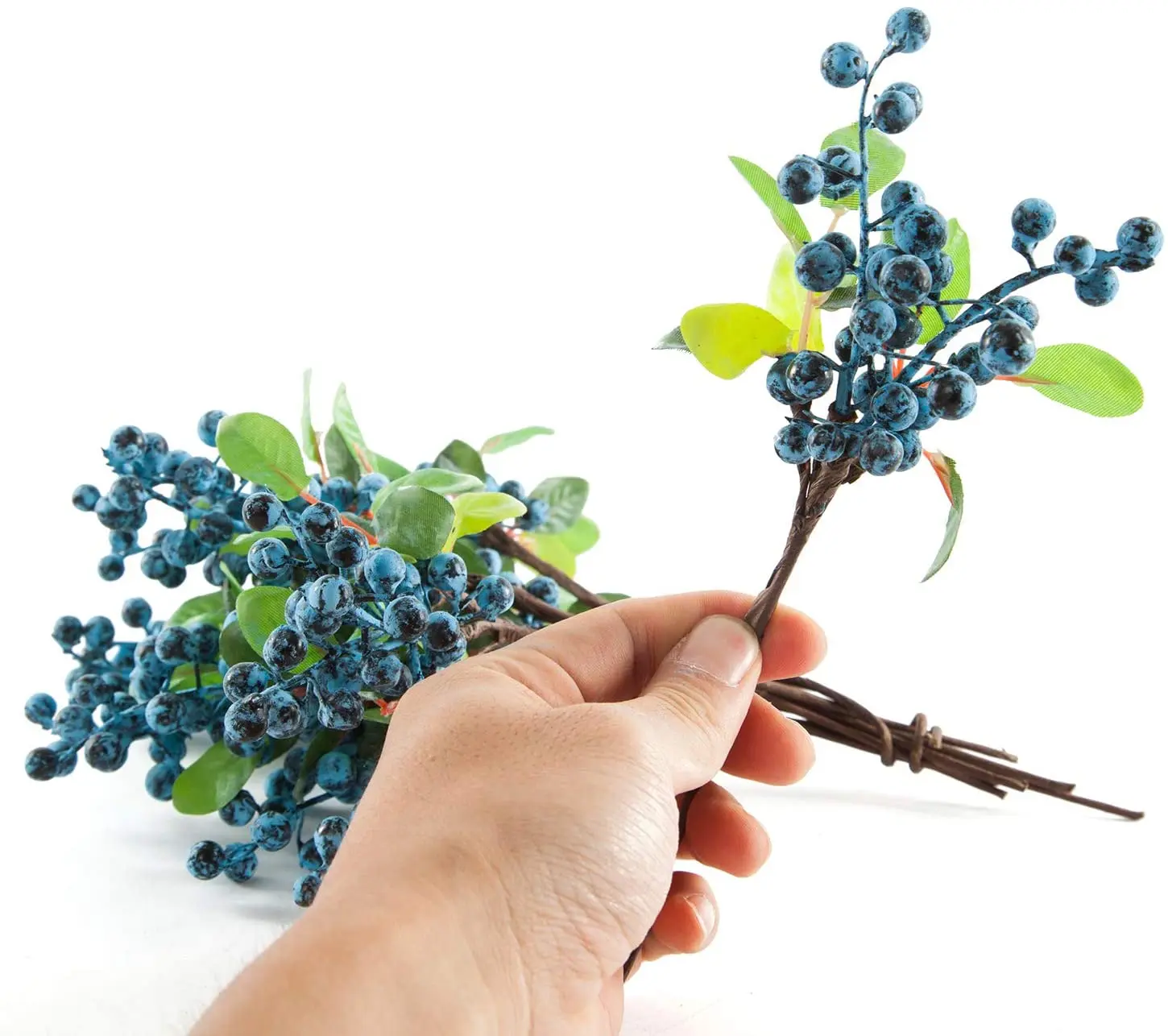 5 Pack 25CM Plastic Artificial Flowers California Berries Blueberry Fruit Fake Silk Flowers Home Decorative Party Wedding Blue