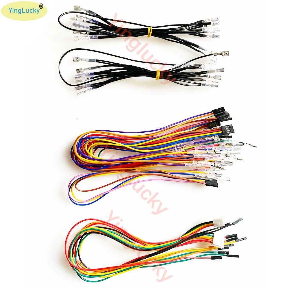 2 Players Xin Mo Cable Joystick PC USB Encoder Wiring 2.8mm&4.8mm Arcade Button Cables Sanwa Joystick 5pin DuPont Cable