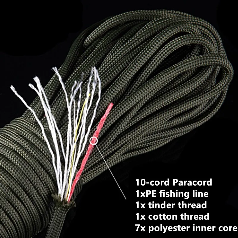 550 10-Core Paracord 4mm Outdoor Camping Survival Tool PE Fire Rope Fishing Cotton Line Parachute Hiking