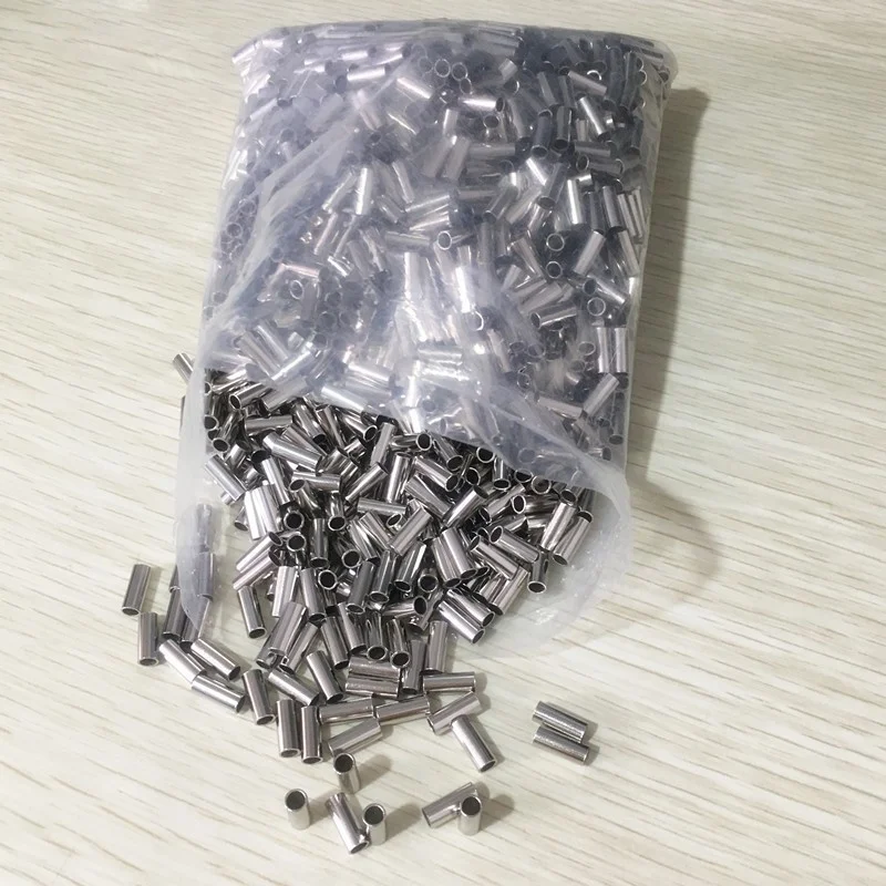 100pcs /lot Copper Round Fishing Black Tube Wire Pipe Aluminum Crimp Sleeves Pesca Connector Fishing Line Accessories Tool