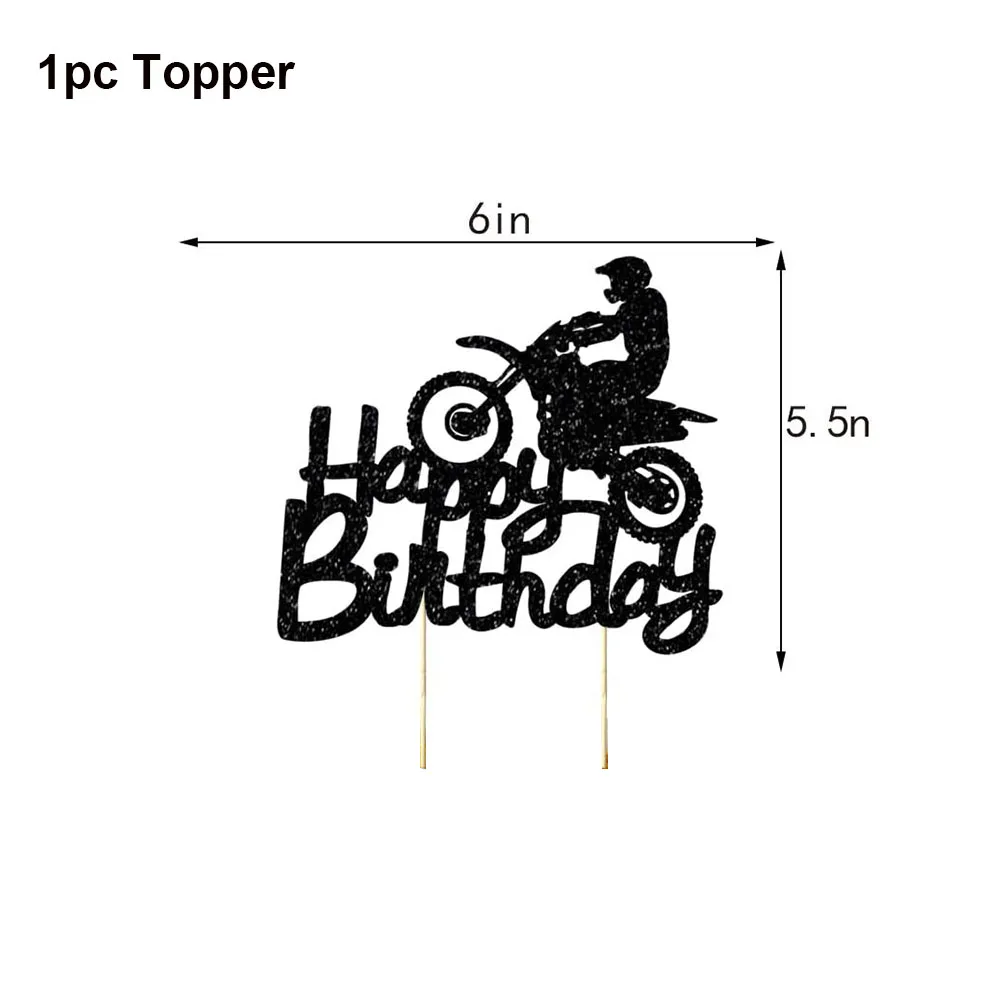 Motocross Birthday Party Decoration Cake Cupcake Toppers Motorcycle Banner Cake Decor for Man's or Boy's Birthday Party Supplies
