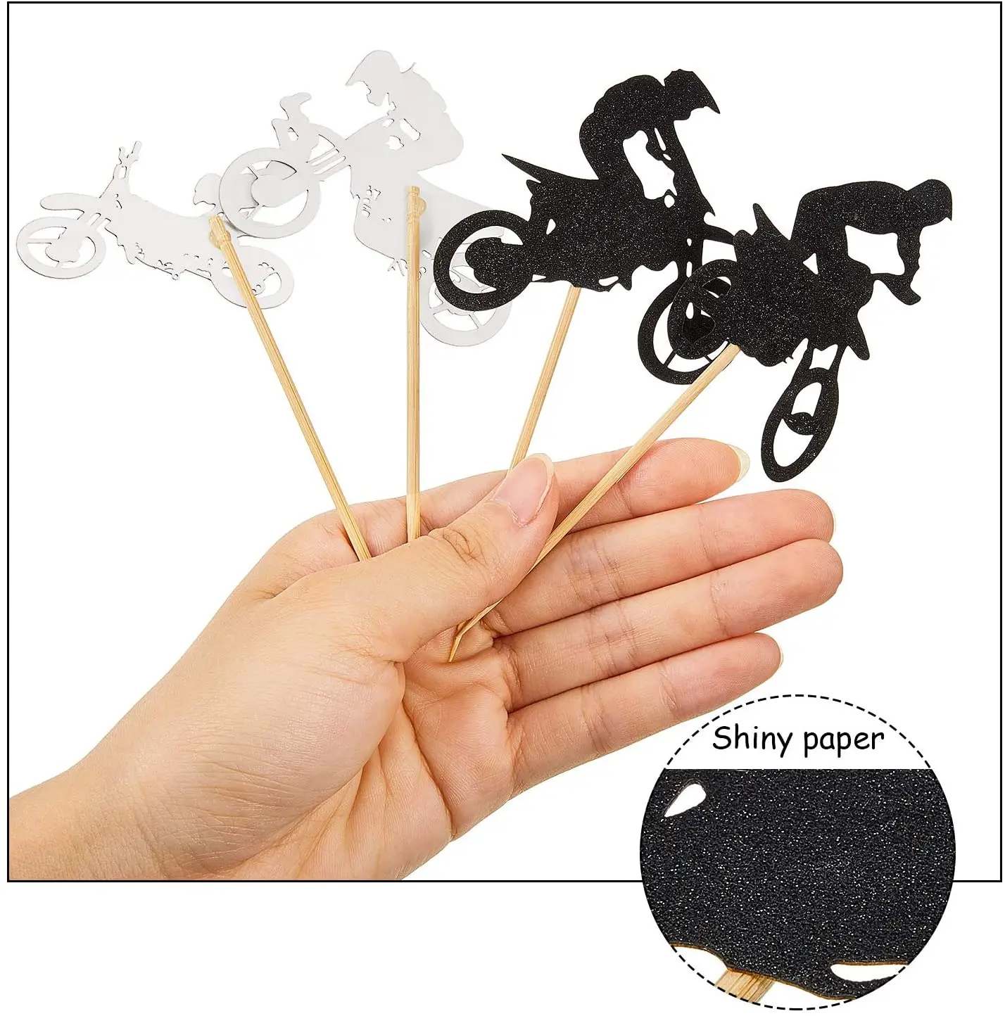 Motocross Birthday Party Decoration Cake Cupcake Toppers Motorcycle Banner Cake Decor for Man's or Boy's Birthday Party Supplies