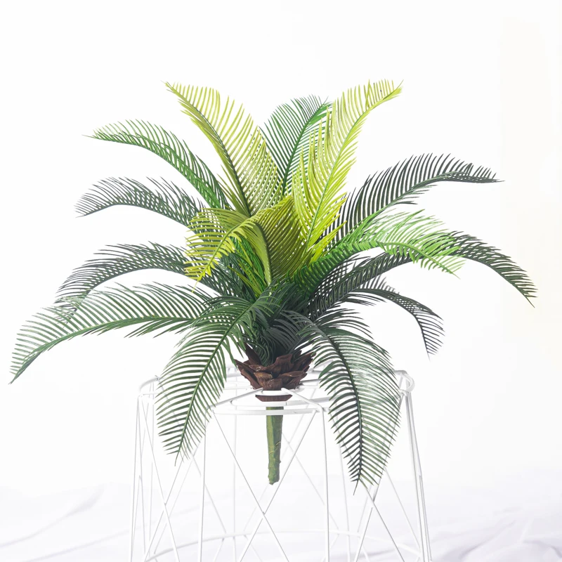 45cm Large Artificial Palm Tree Branch Tropical Fake Cycad Plants Plastic Coconut Tree Leafs For Home Garden Party Wedding Decor