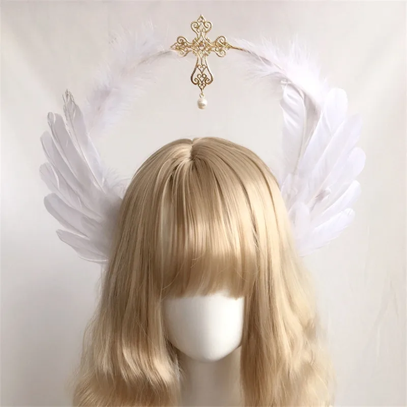 2022 Gorgeous Vintage Mary Baroque Tiara Headwear Gothic Lolita Black Rose Devil Feather Wings Goddess Sun Halo Crown Headband