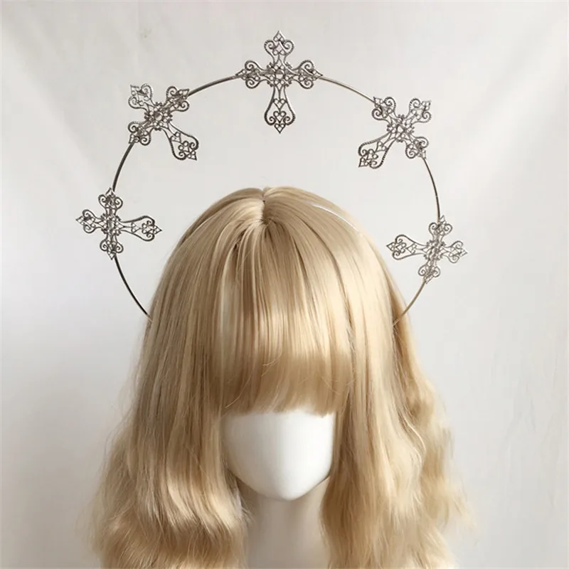 2022 Gorgeous Vintage Mary Baroque Tiara Headwear Gothic Lolita Black Rose Devil Feather Wings Goddess Sun Halo Crown Headband