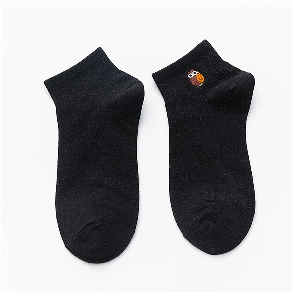 New Women's Cute Embroidery Bear Dog Owl Cat Bird Rabbit Sheep Candy Color Funny Socks Kawaii Ankle Sokken Dropship