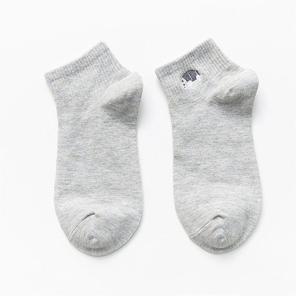 New Women's Cute Embroidery Bear Dog Owl Cat Bird Rabbit Sheep Candy Color Funny Socks Kawaii Ankle Sokken Dropship