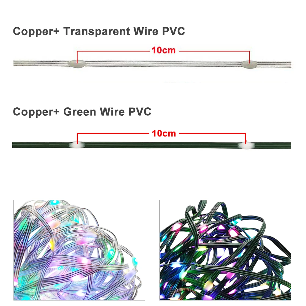 5m 10m 15m 20m 25m WS2812 LED String Party Decorate Light Individually Addressable RGB Color Outdoor Waterproof IP68 Strip DC5V