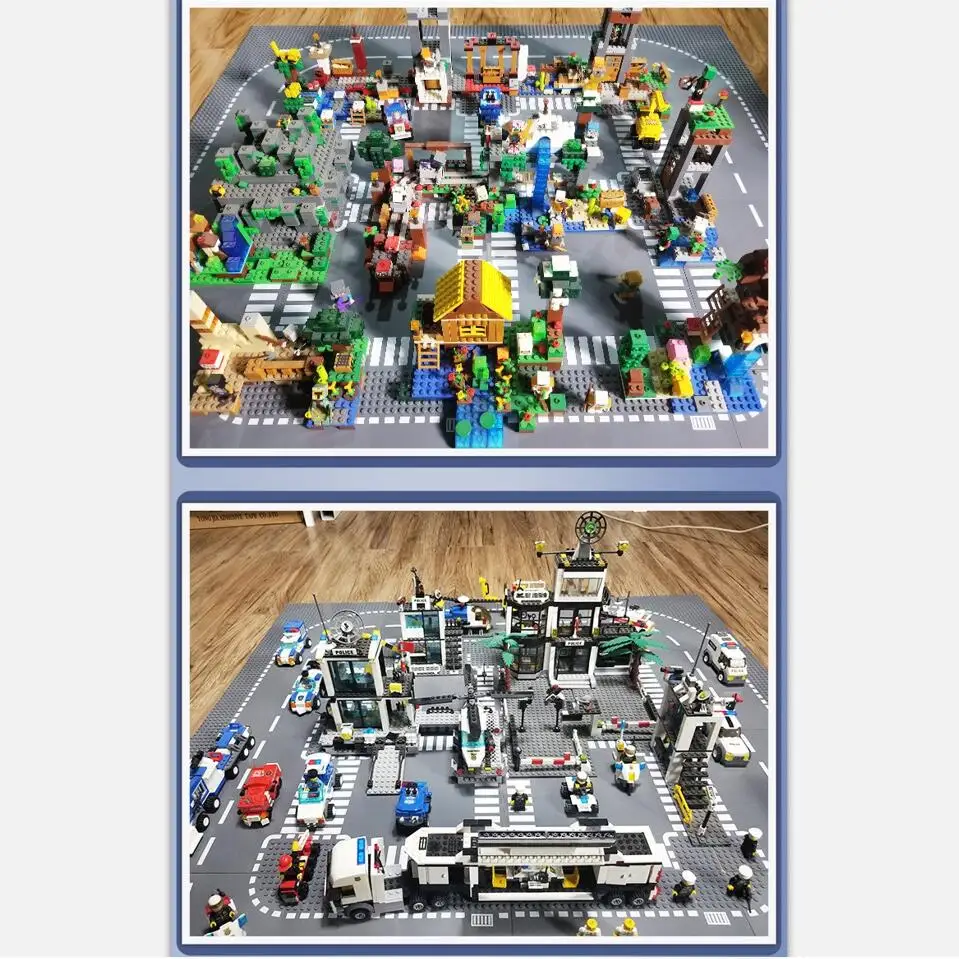 Building Blocks Accessories Floor 25.5*25.5cm City Roads Street Compatible Lego Small Particles DIY Children's Toys Creative