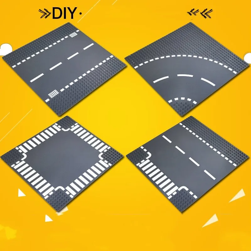 Building Blocks Accessories Floor 25.5*25.5cm City Roads Street Compatible Lego Small Particles DIY Children's Toys Creative