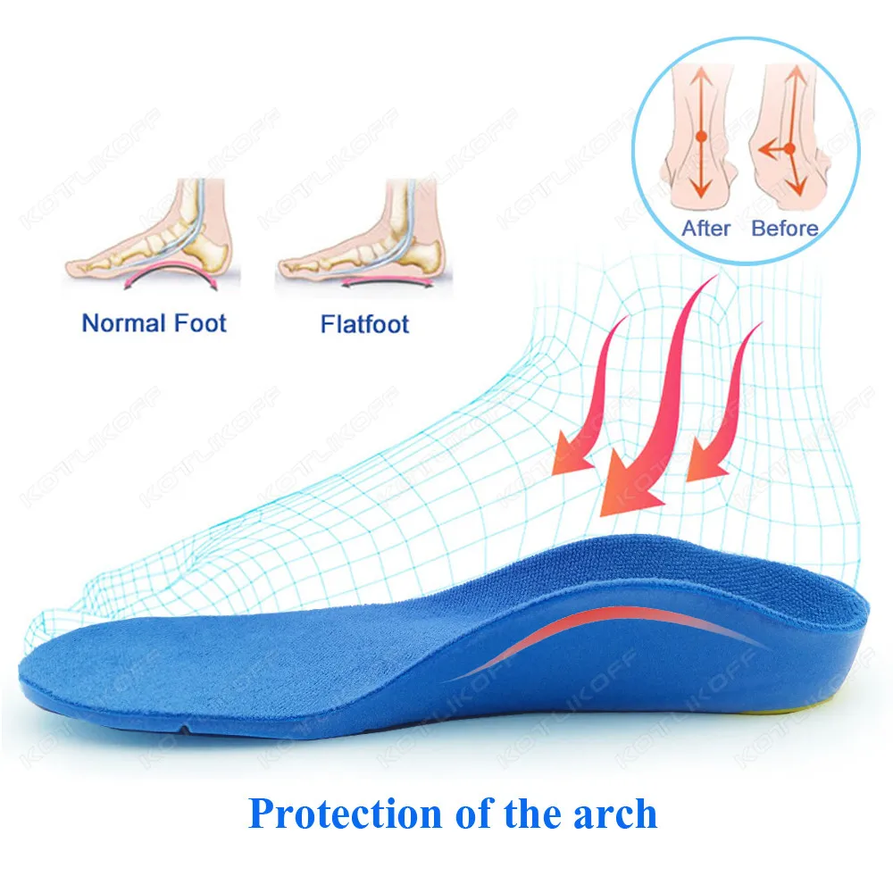 Kotlikoff kids Comfort Insoles For Flat Feet Plantar Fasciitis Orthopedic Shoes Sport Running Insoles Pads In Shoe Orthotics