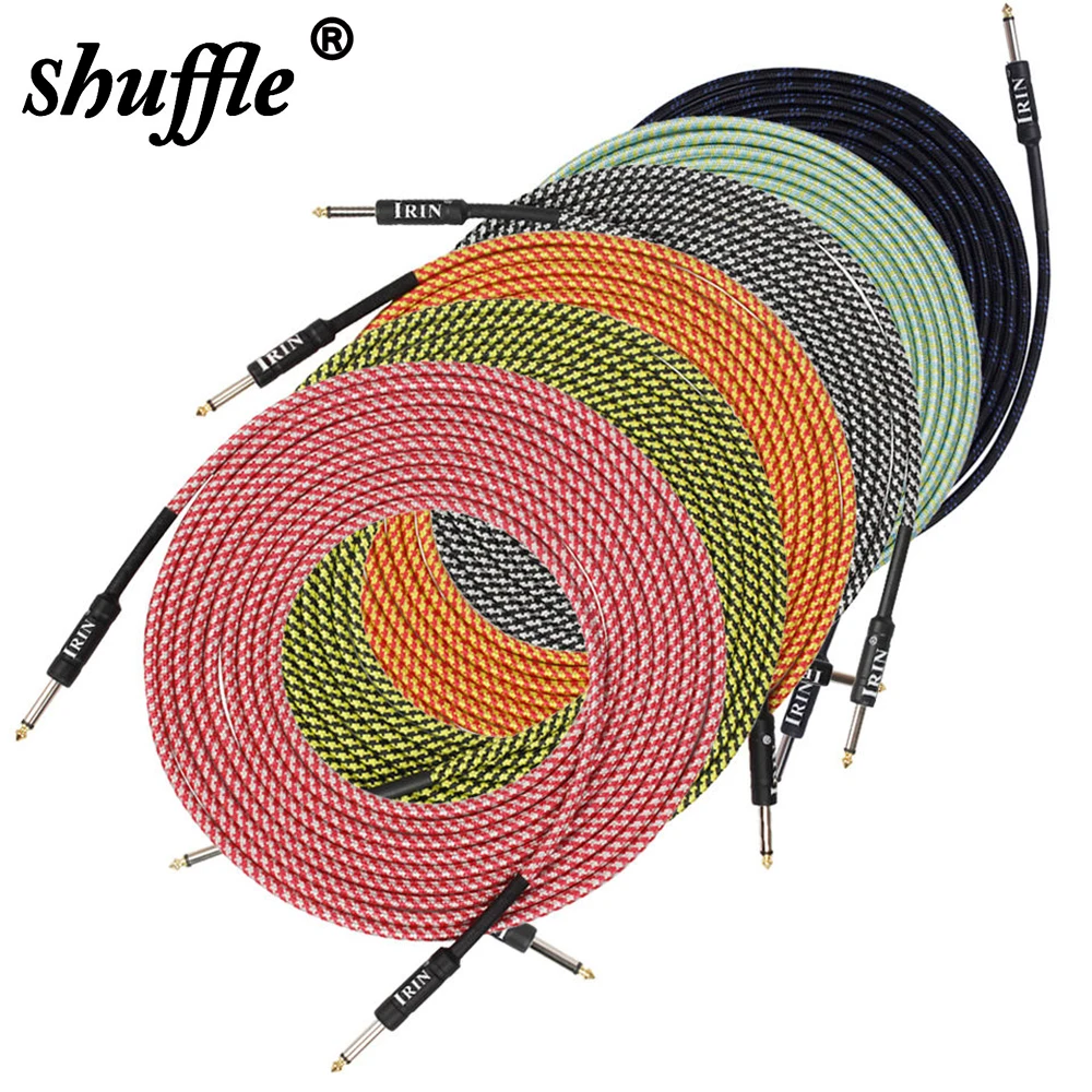 SHUFFLE Guitar Cable Wire Cord Bass Electric Box Audio Cable Guitar Noise Reduction Line Color Braided Shielded Cable 3/6/10M