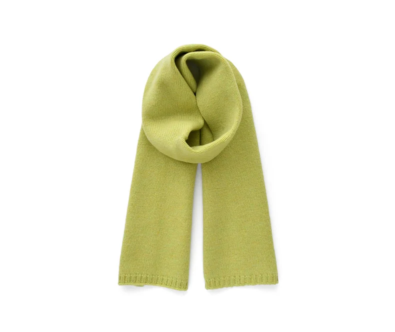 Fresh green wool small scarf women autumn winter warm knitted solid color scarves luxury kids adults christmas new year gifts