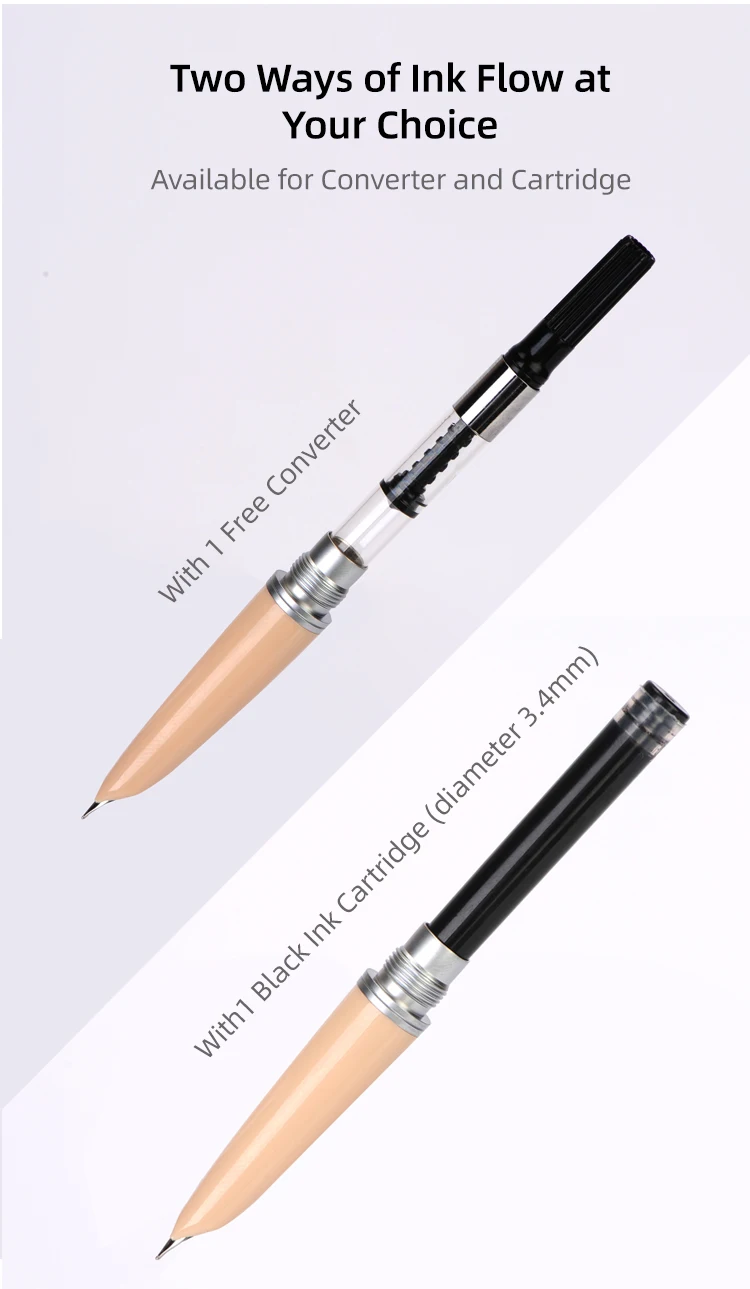 Natami Fountain Pen Fine Hooded Nib Converter 1 Ink Cartridge Pastel Color Lightweight Smooth Writing Aluminum Trim Metal Clip