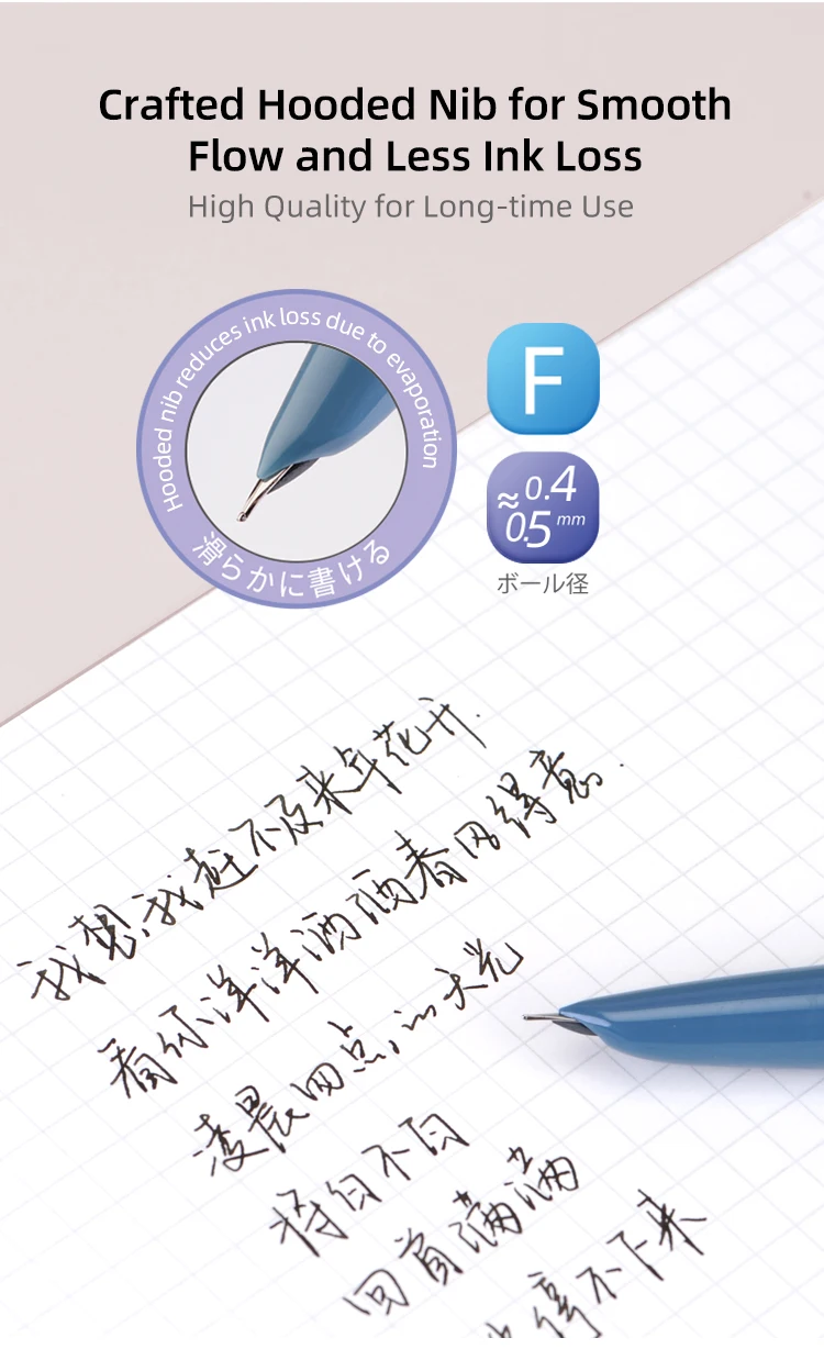 Natami Fountain Pen Fine Hooded Nib Converter 1 Ink Cartridge Pastel Color Lightweight Smooth Writing Aluminum Trim Metal Clip
