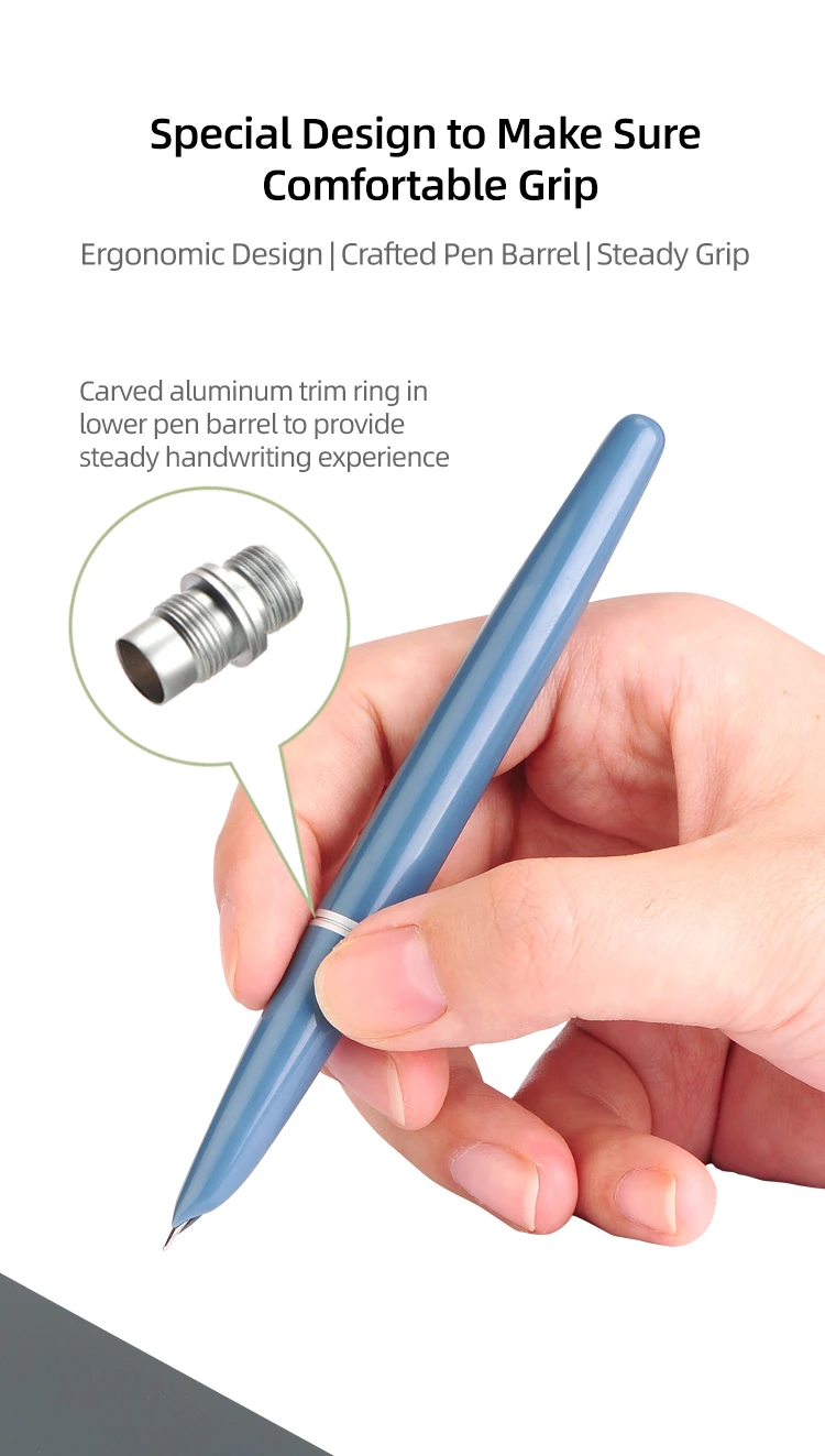 Natami Fountain Pen Fine Hooded Nib Converter 1 Ink Cartridge Pastel Color Lightweight Smooth Writing Aluminum Trim Metal Clip