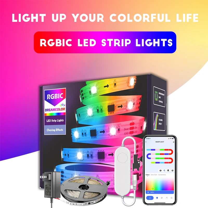 65.5ft/20m TUYA Dreamcolor LED Strip Lights 60LEDs/M RGBIC WS2811 Light Strip Flexible Tape Work with Alexa Google Assistant