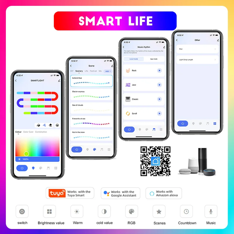 65.5ft/20m TUYA Dreamcolor LED Strip Lights 60LEDs/M RGBIC WS2811 Light Strip Flexible Tape Work with Alexa Google Assistant