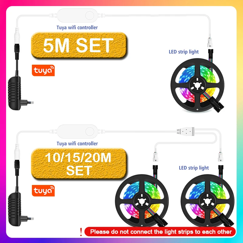 65.5ft/20m TUYA Dreamcolor LED Strip Lights 60LEDs/M RGBIC WS2811 Light Strip Flexible Tape Work with Alexa Google Assistant