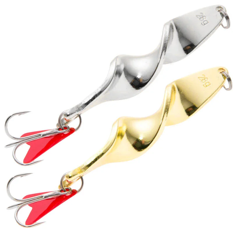 1PCS Rotating Metal Spinner Spoon Fishing Lure Gold Silver 7g 10g 14g 21g 28g Baits For Trout Pike Pesca Fish Treble Hook Tackle
