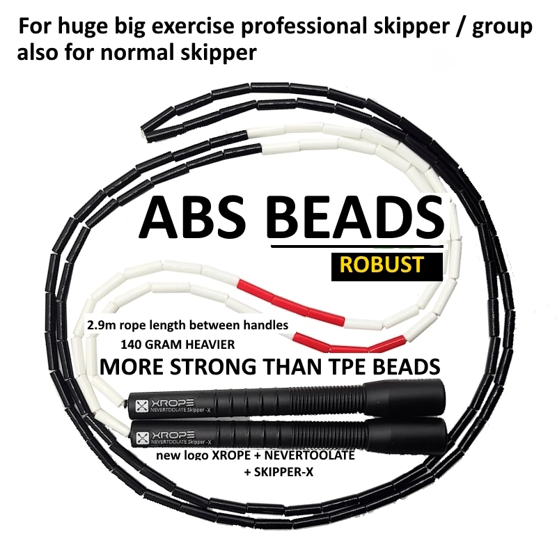 NEVERTOOLATE XROPE ABS 7mm hard beads jump skipping rope beaded skip rope Professional competition 2.9 meter long handle
