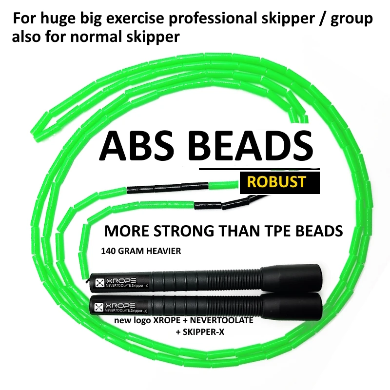 NEVERTOOLATE XROPE ABS 7mm hard beads jump skipping rope beaded skip rope Professional competition 2.9 meter long handle