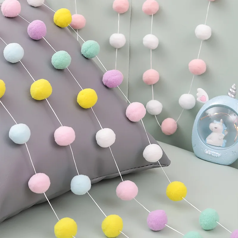 2.5Meter Colorful Pompom Pendant Garland Ins Nordic Style Wool Felt Ball String DIY Handmade Nursery Children Room Decor