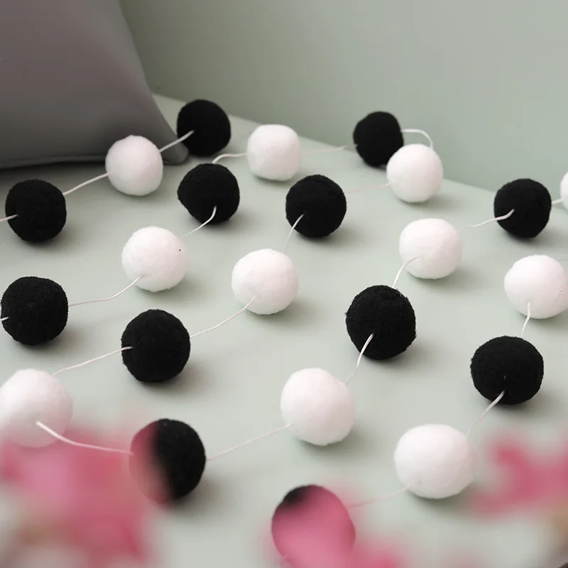 2.5Meter Colorful Pompom Pendant Garland Ins Nordic Style Wool Felt Ball String DIY Handmade Nursery Children Room Decor