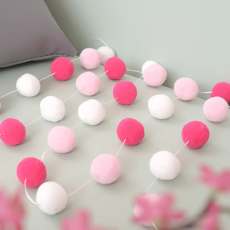 2.5Meter Colorful Pompom Pendant Garland Ins Nordic Style Wool Felt Ball String DIY Handmade Nursery Children Room Decor