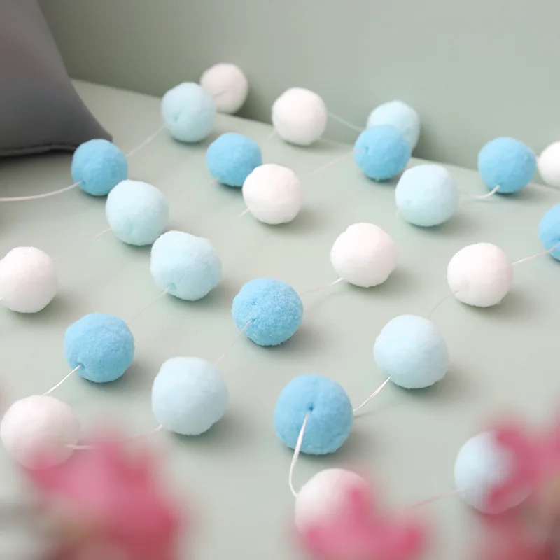 2.5Meter Colorful Pompom Pendant Garland Ins Nordic Style Wool Felt Ball String DIY Handmade Nursery Children Room Decor