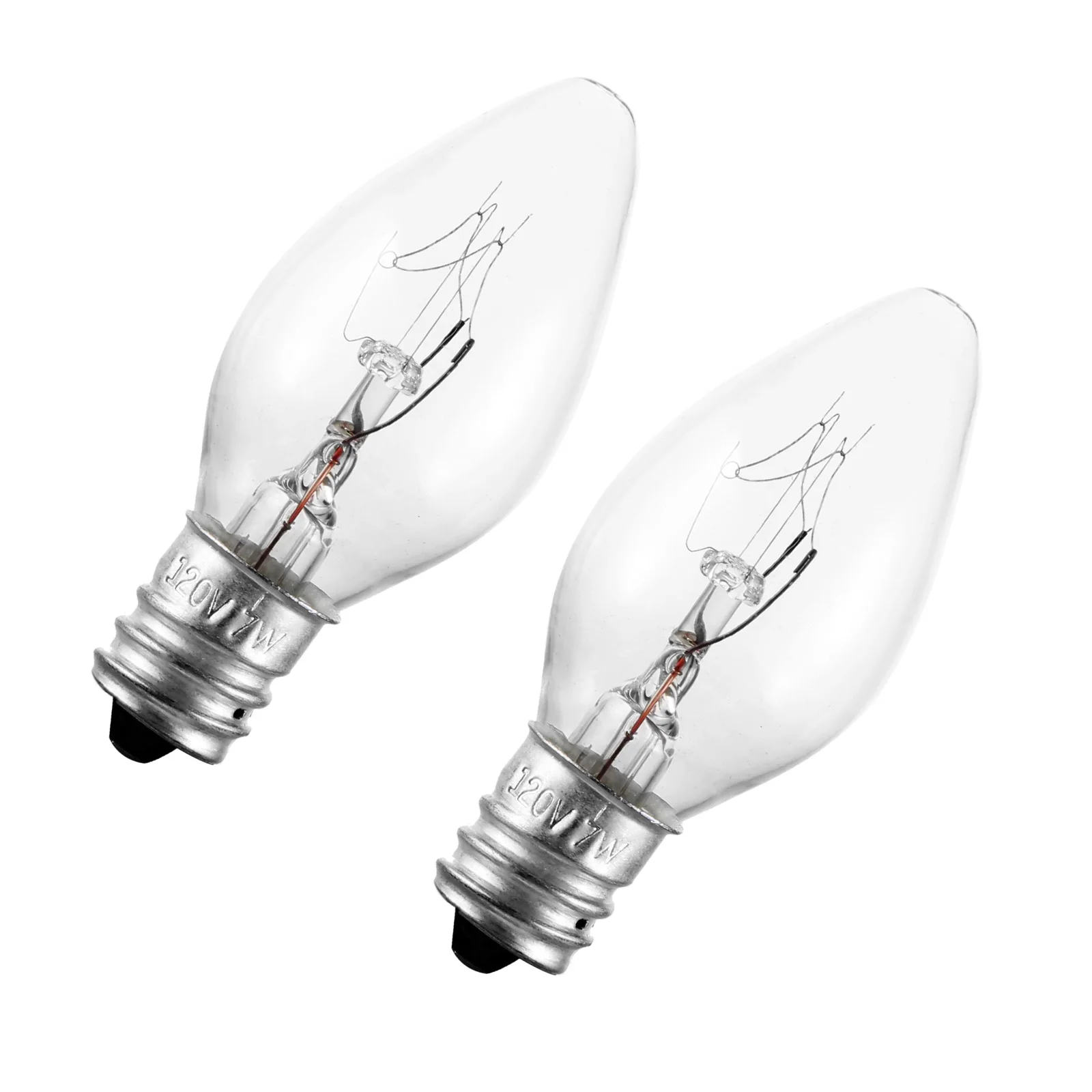 10pcs C7 7/10W E12 Bulb 110v/220v 52*23mm/2.05*0.91inch Christmas Chandelier Light Plug-in Flea Trap Salt Lamp Mini Candle Shape