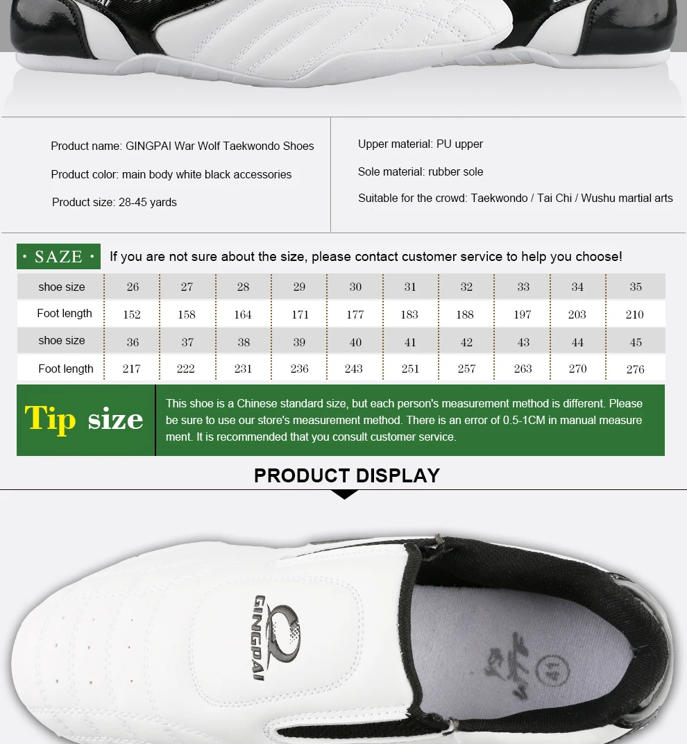 GINGPAI Breathable Taekwondo Shoes Karate Kung Fu Wrestling Martial Arts Shoes Adults Child Non-slip Soft Oxford Soles Sneakers