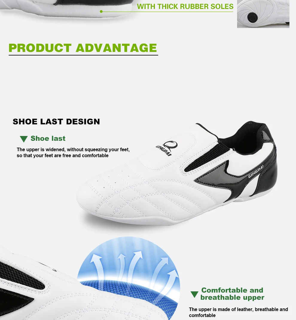 GINGPAI Breathable Taekwondo Shoes Karate Kung Fu Wrestling Martial Arts Shoes Adults Child Non-slip Soft Oxford Soles Sneakers
