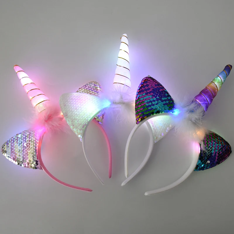 Unicorn Gifts for Girls LED Glowing Unicorn Headband Birthday Party Decorations Girls Hairbands With Lights