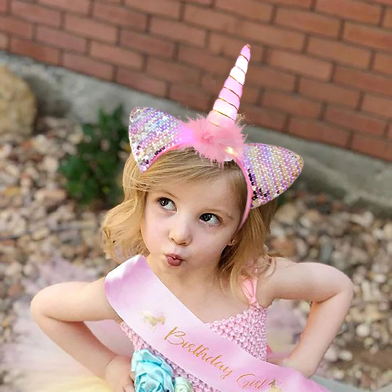 Unicorn Gifts for Girls LED Glowing Unicorn Headband Birthday Party Decorations Girls Hairbands With Lights