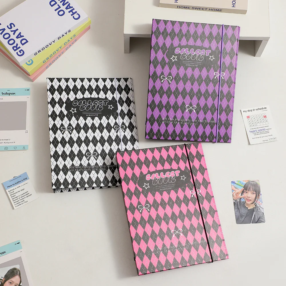 MINKYS Retro Rhombus A5 Kpop Photocard Binder Photo Cards Collect Book Storage Album Hardcover Notebook Korea Stationery