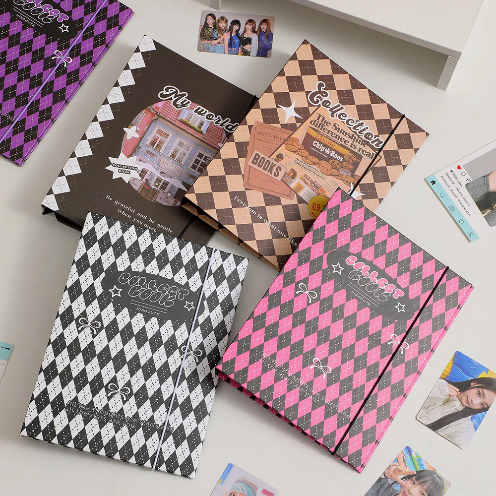 MINKYS Retro Rhombus A5 Kpop Photocard Binder Photo Cards Collect Book Storage Album Hardcover Notebook Korea Stationery